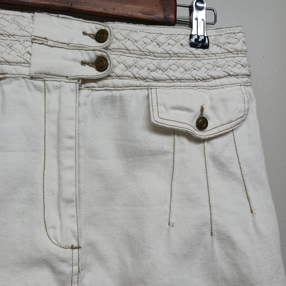 Free People Denim Mini Skirt Women Size 8 Off White Hemp Cotton Blend Casual - Picture 2 of 7